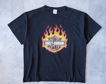 Vintage 90s Harley Davidson Flame Graphic T-shirt - Etsy