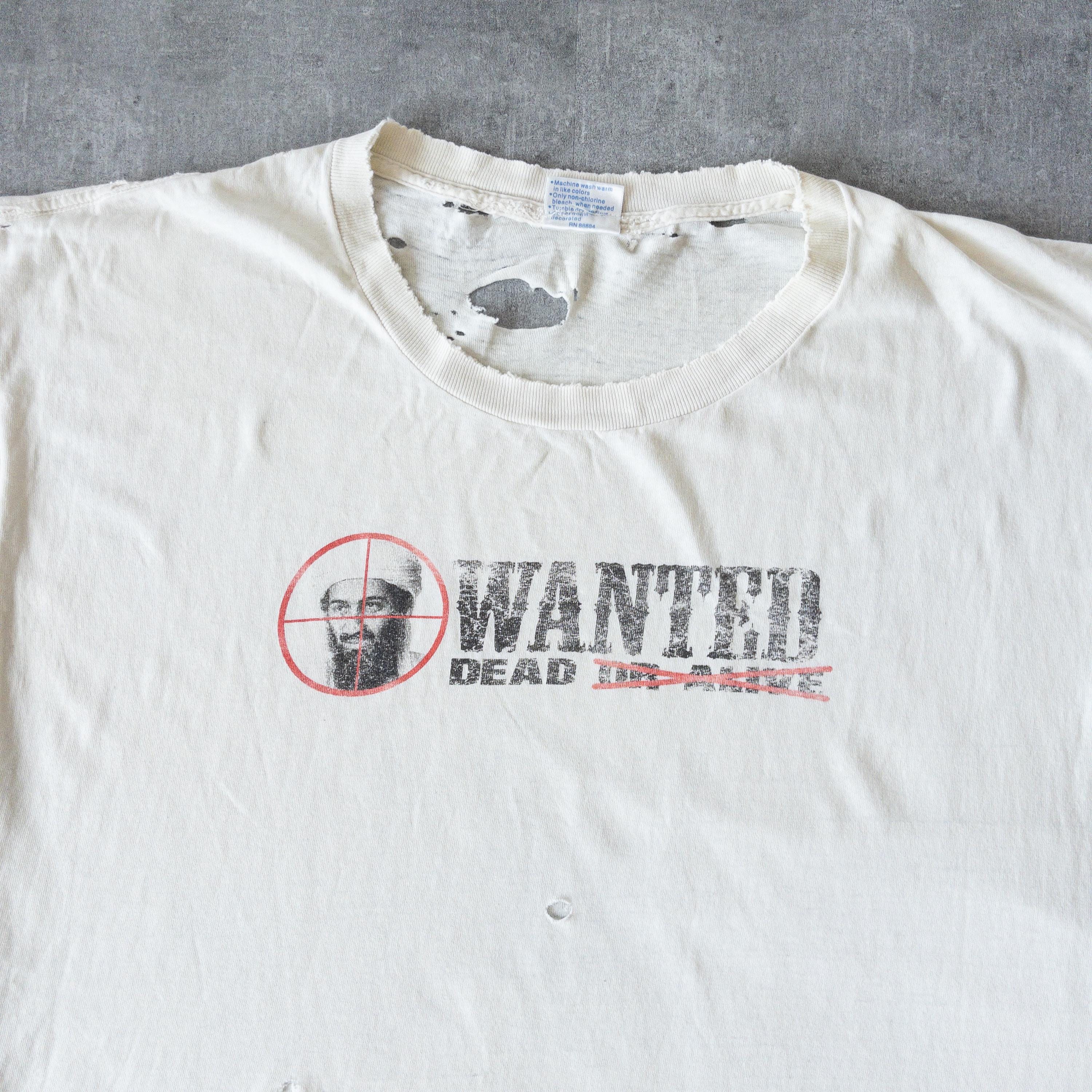 Vintage Y2K Osama Bin Laden Wanted Tee - Distressed Cutoff 