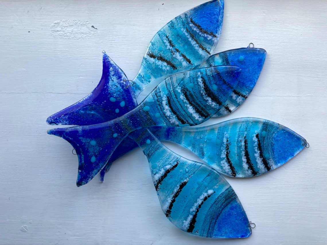 Glass handmade shoaling fish sculpture wall art glass fish Etsy