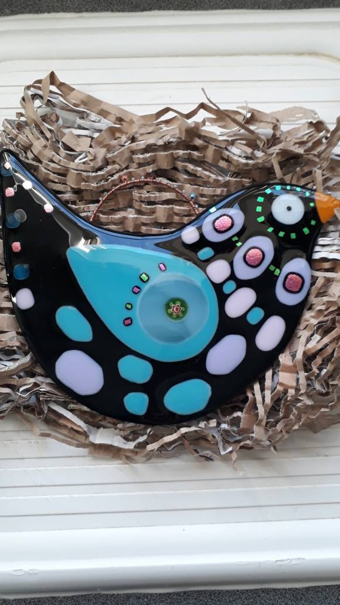 Handmade Glass Bird Wall Hanger Ornament .blackbird . Wall Etsy