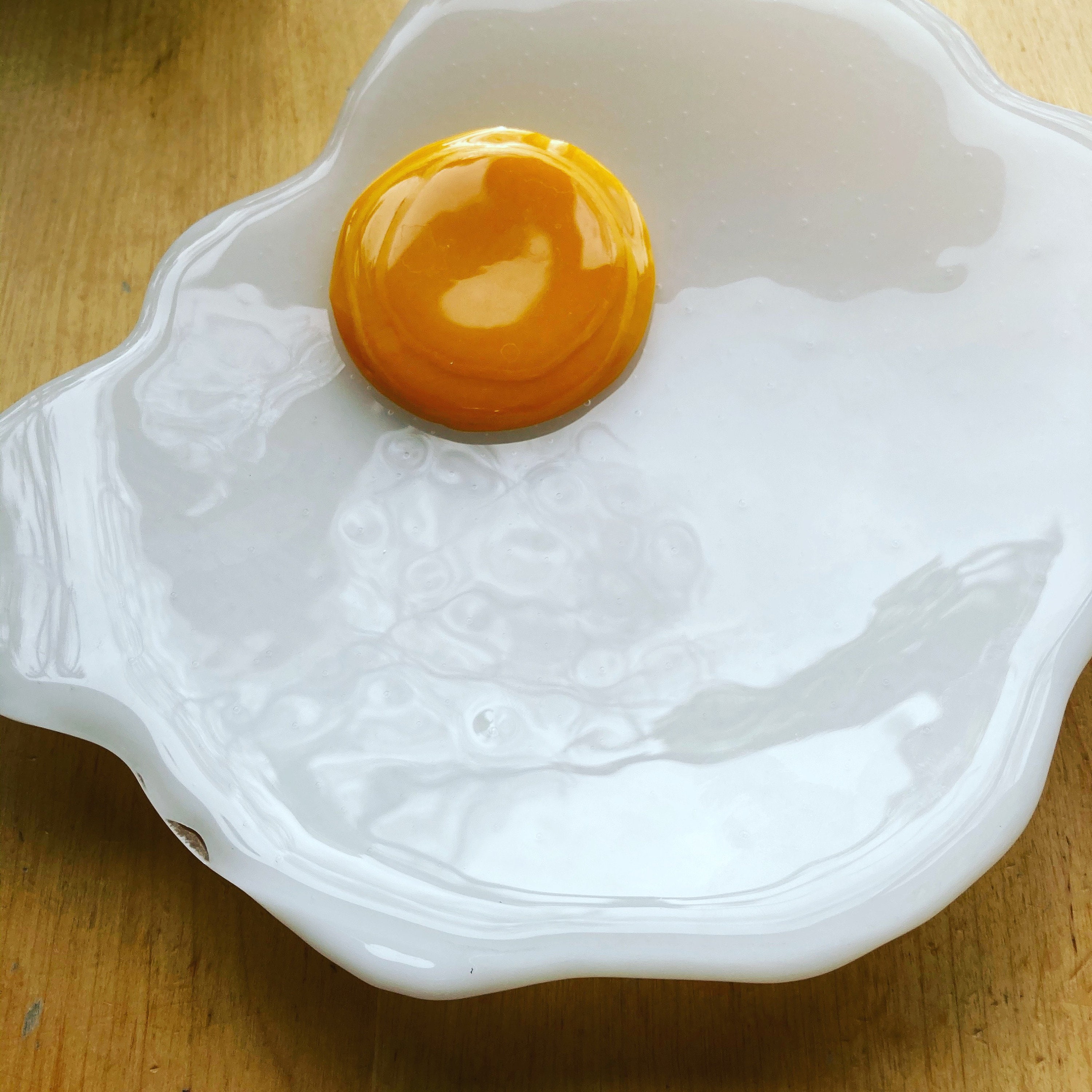 Fried egg glass dish kitchen decor fried egg collectors Etsy