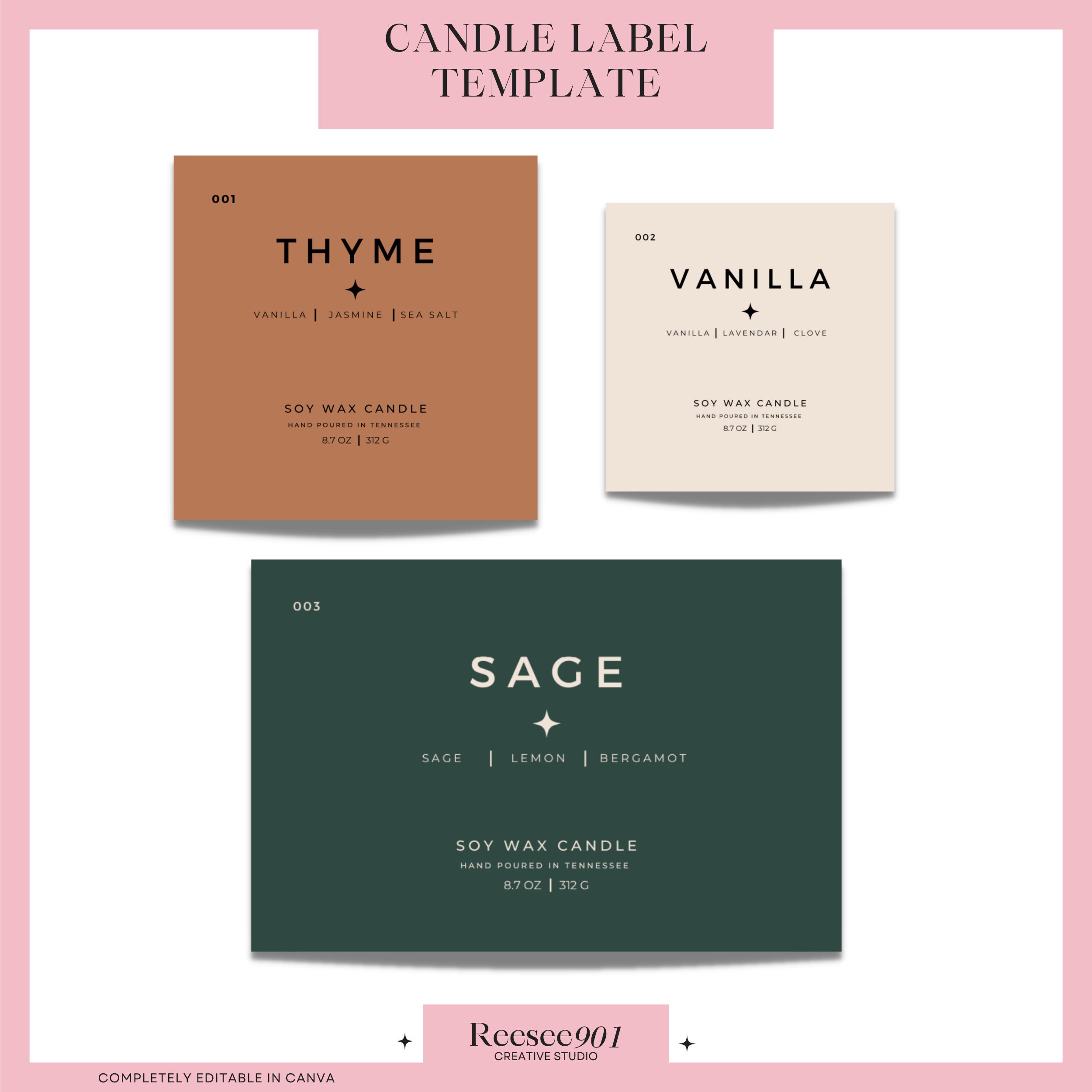 Fall Candle Label Template, Editable Candle Label Design
