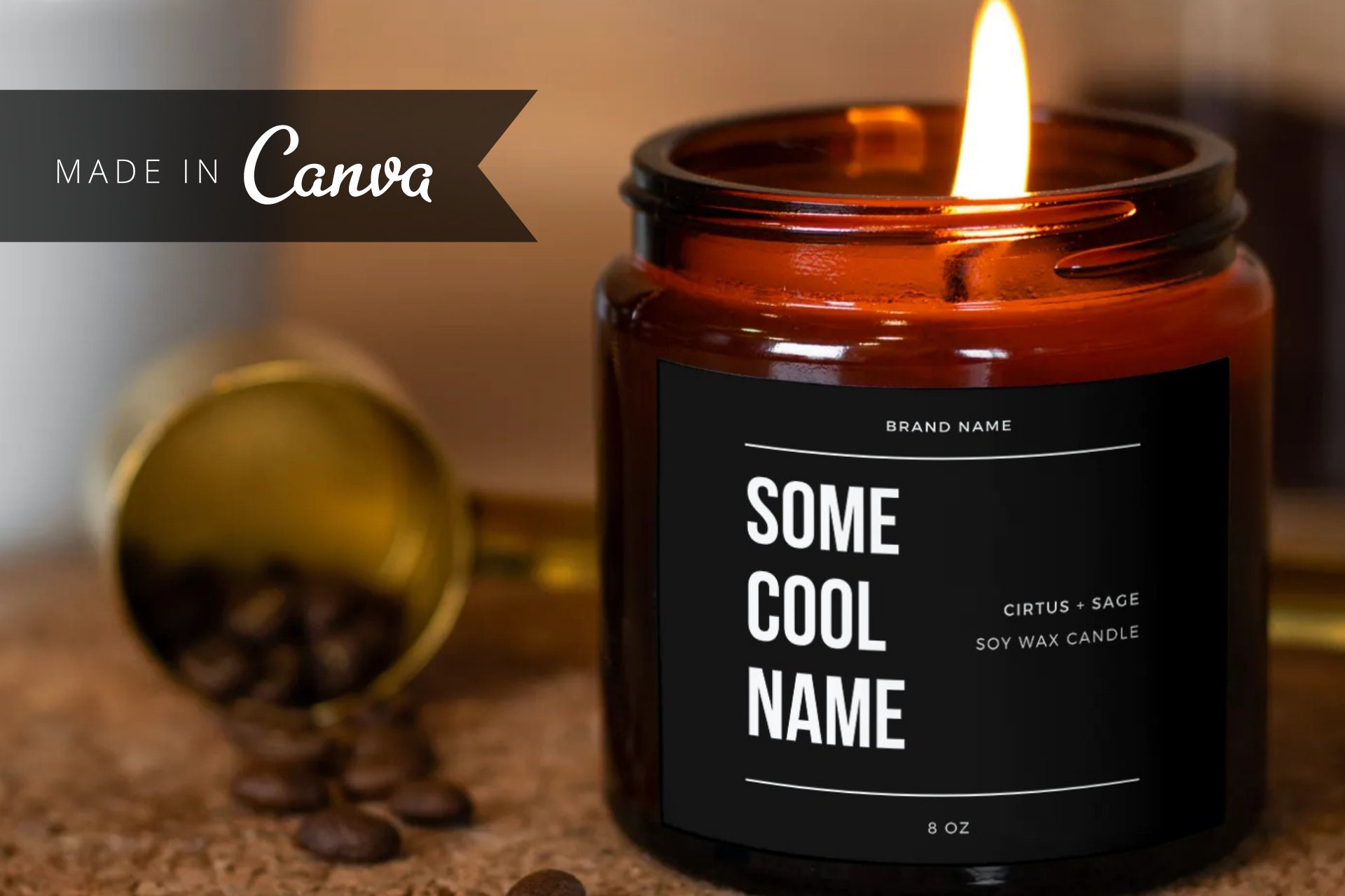 DIGITAL DOWNLOAD Simple Editable Candle Label Made in Canva Etsy