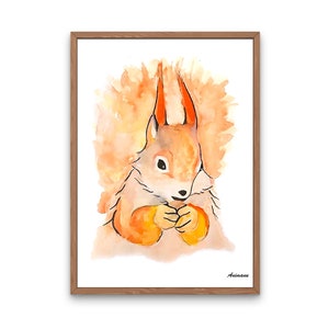 L'écureuil, peinture acrylique sur toile, décoration nature