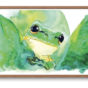 Print original watercolor frog painting