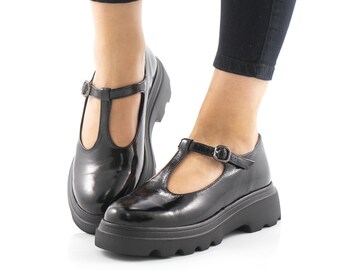 Schoenen damesschoenen Mary Janes Gesloten teen platform schoenen met studded rits ontwerp 35-43 
