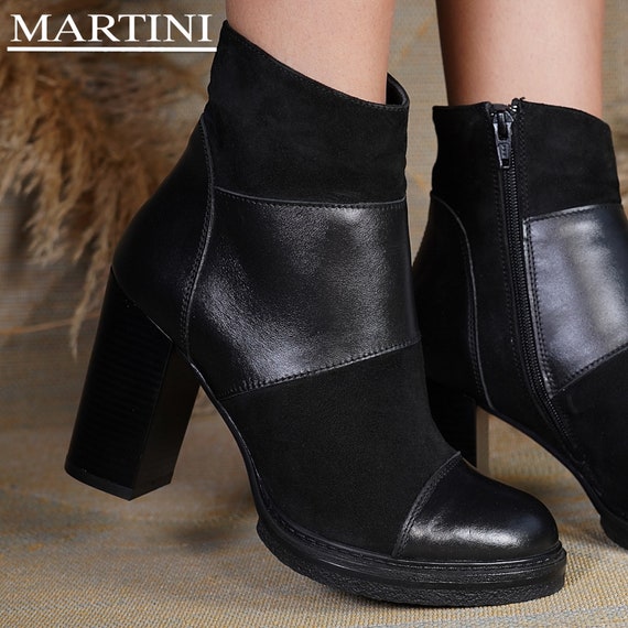 stylish leather high heel women boots