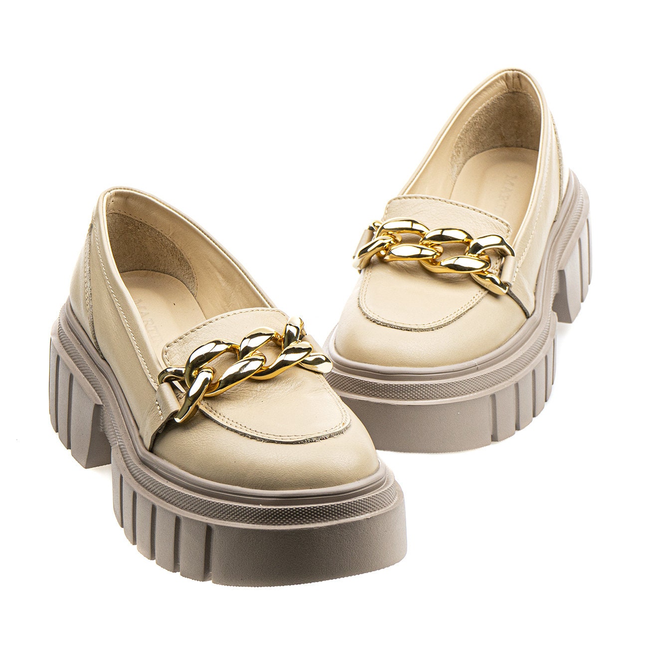 cream platform loafers