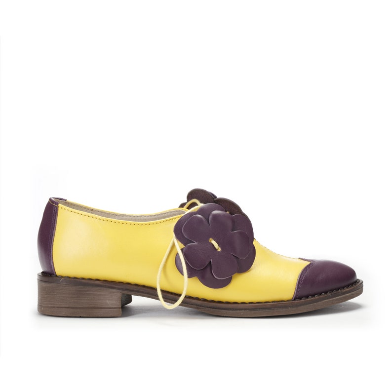Women shoes Purple and Yellow Oxford Shoes Leather Saddle Etsy