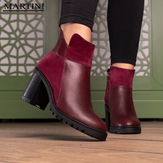 burgundy boots women