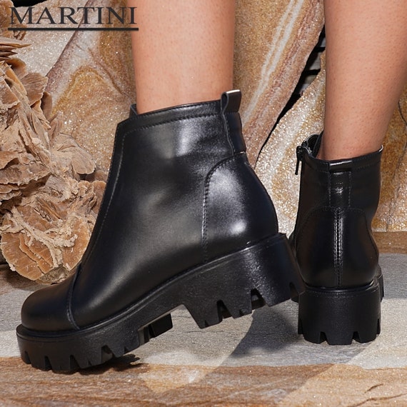 combat boots with thick heel