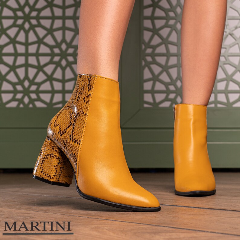 yellow leather boots womens