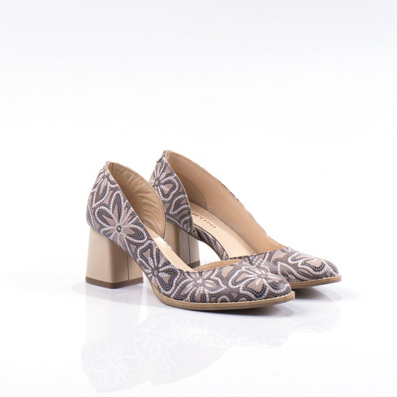 Elegante hoge damesschoenen met bloemenprint in - Etsy Nederland