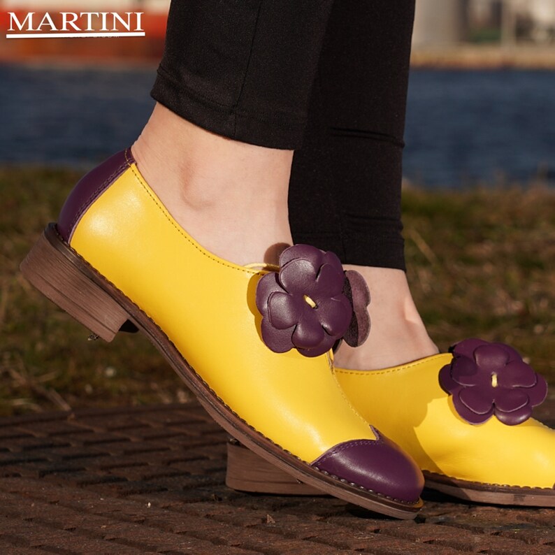 Women shoes Purple and Yellow Oxford Shoes Leather Saddle Etsy
