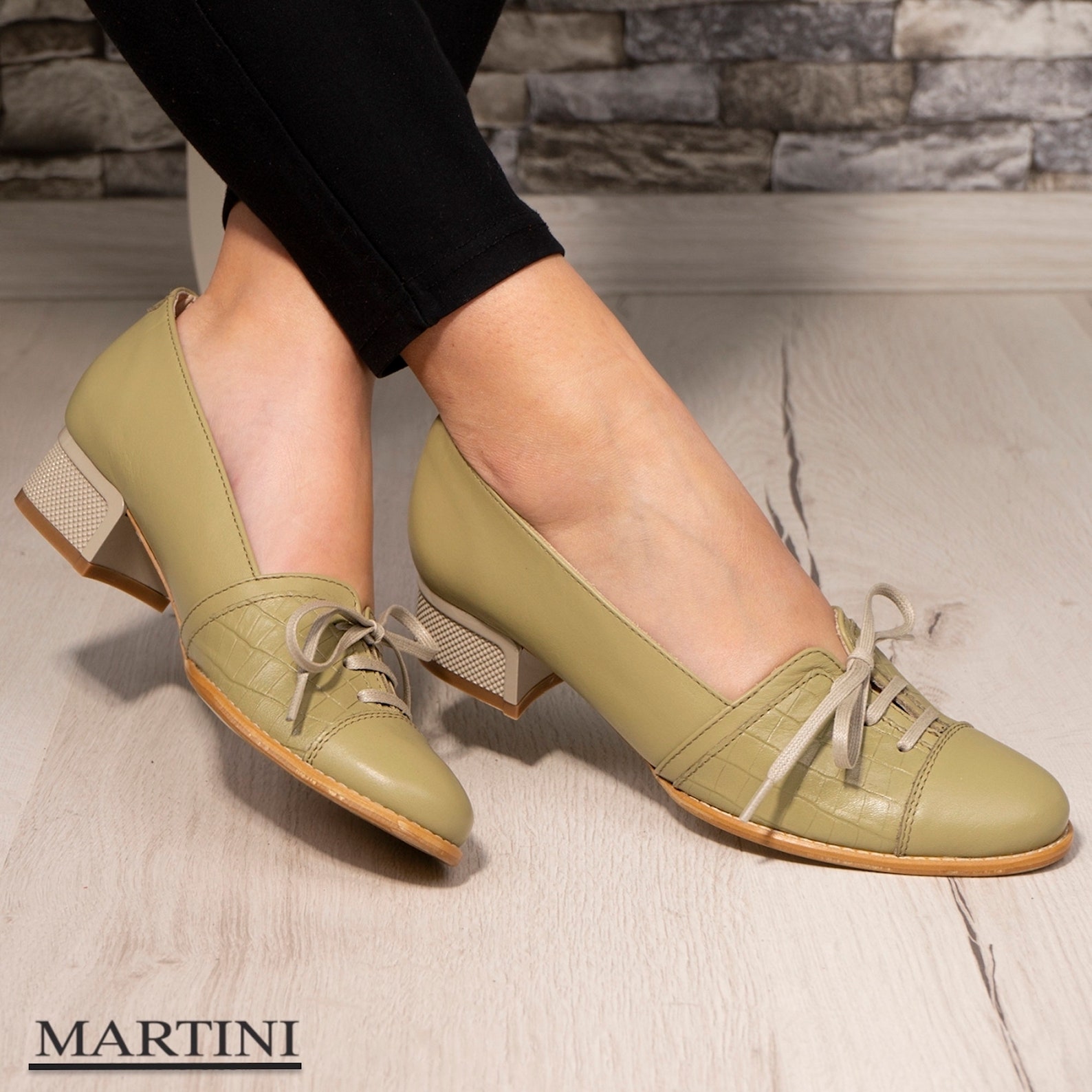 Women's Green Flats Laced up Leather Green Shoes Etsy