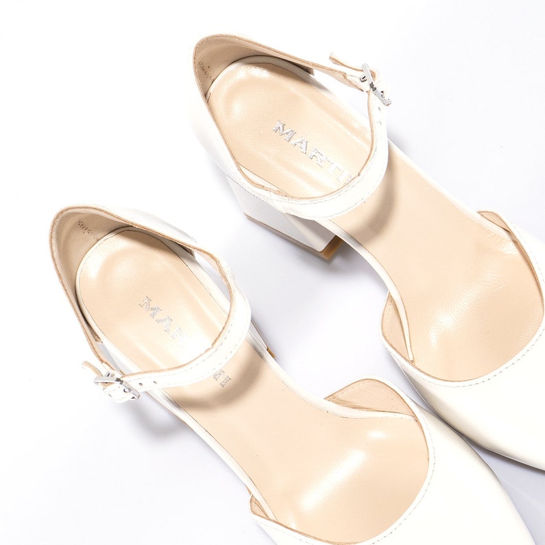 Elegant Beige Mary Jane Shoes With Chunky Heel Natural Etsy