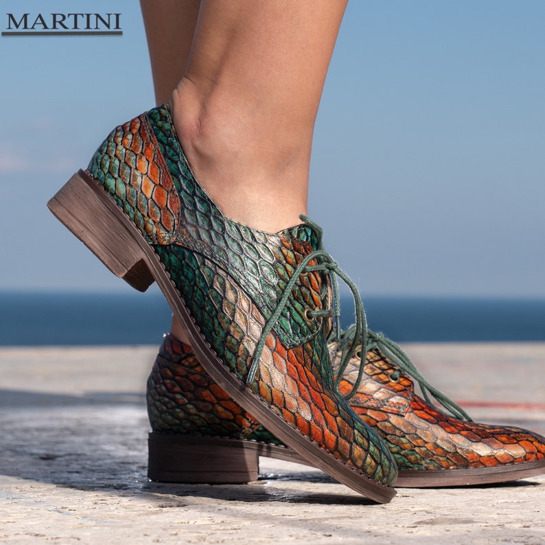 Women Shoes Green Oxford Shoes Leather Shoes Women's Etsy