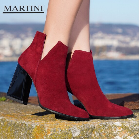 womens red dress boots