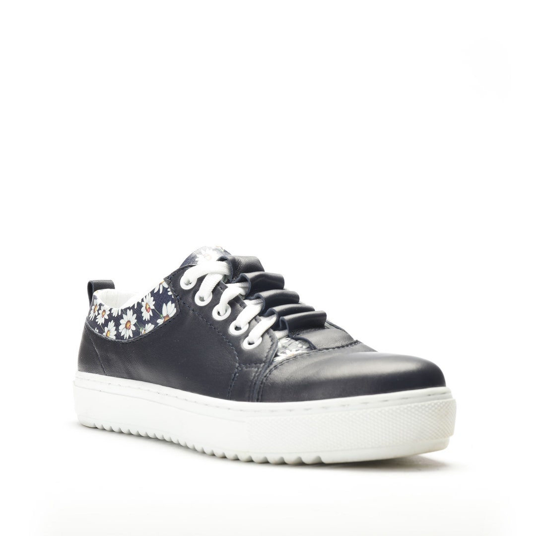 Women's Sneakers Daisy Print Genuine Leather Dark Etsy