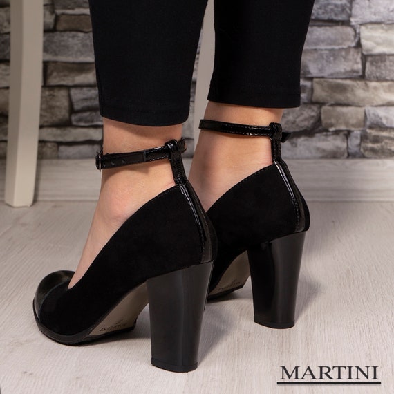 Gift or Wife T-Strap Shoes Handcrafted Comfortable Stiletto Mary Jane Low Heels HANDMADE MARY JANES Black Genuine Leather Heels Shoes Womens Shoes Mary Janes 