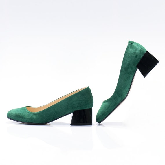 Elegante groene suède schoenen met zwarte hak natuurlijk - Etsy Nederland