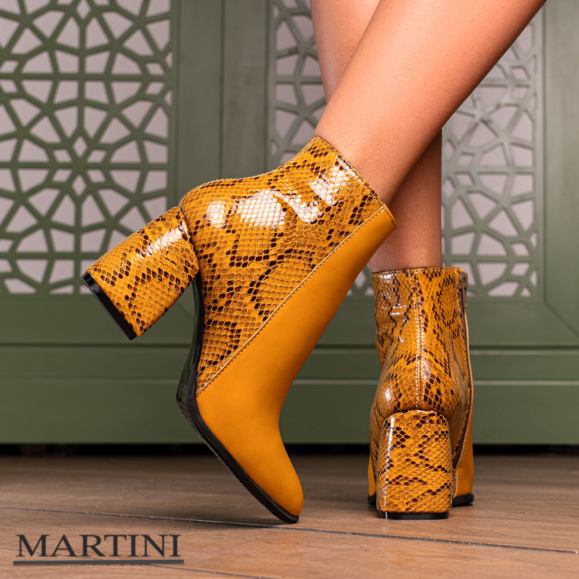 Women Boots Yellow Genuine Leather Heel Ankle Boots Etsy