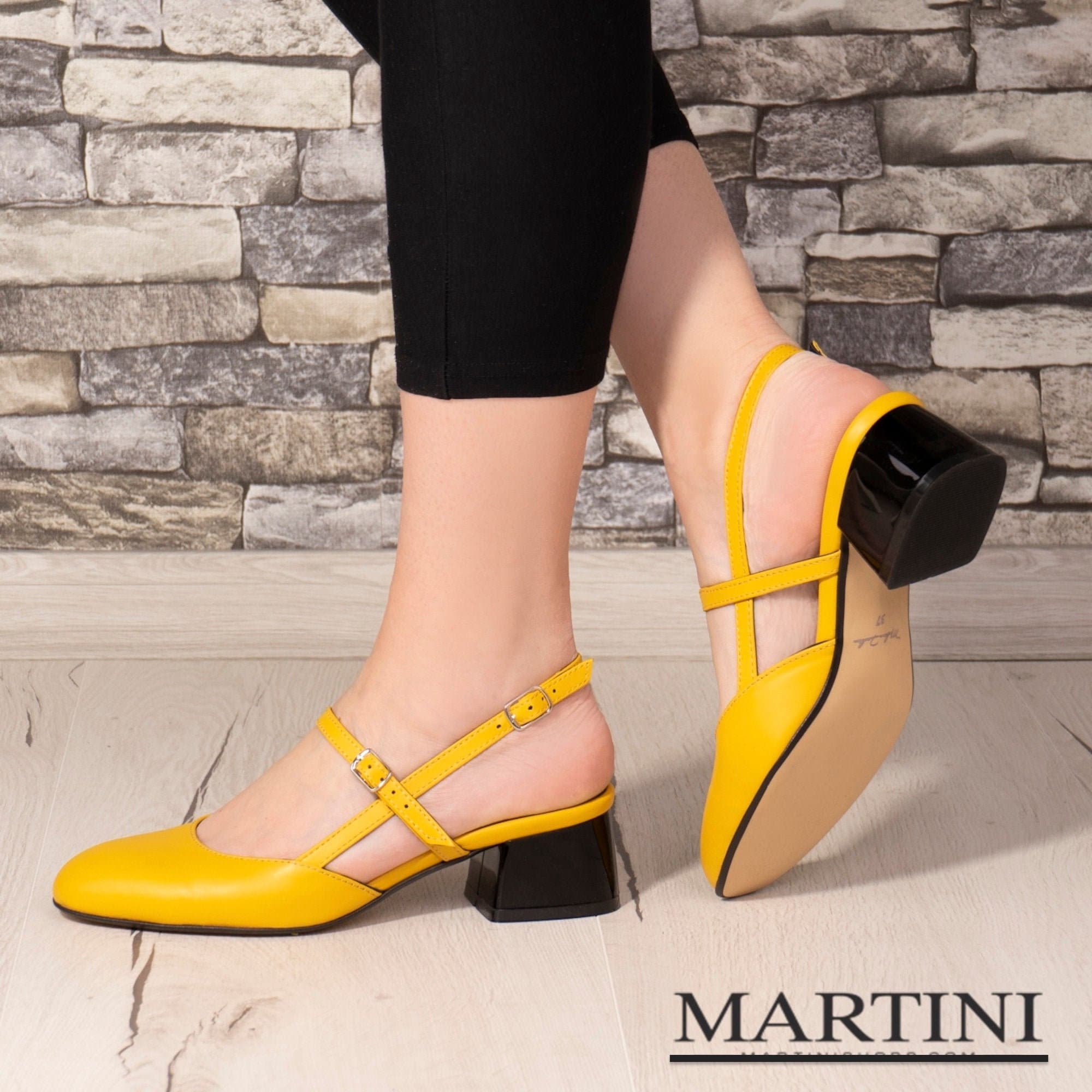 Women's Yellow Sandals Chunky Heels Yellow Pumps - Etsy