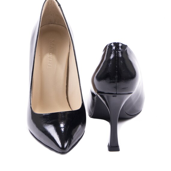 Zwarte lakschoenen voor dames met hoge extravagante hak - Etsy Nederland