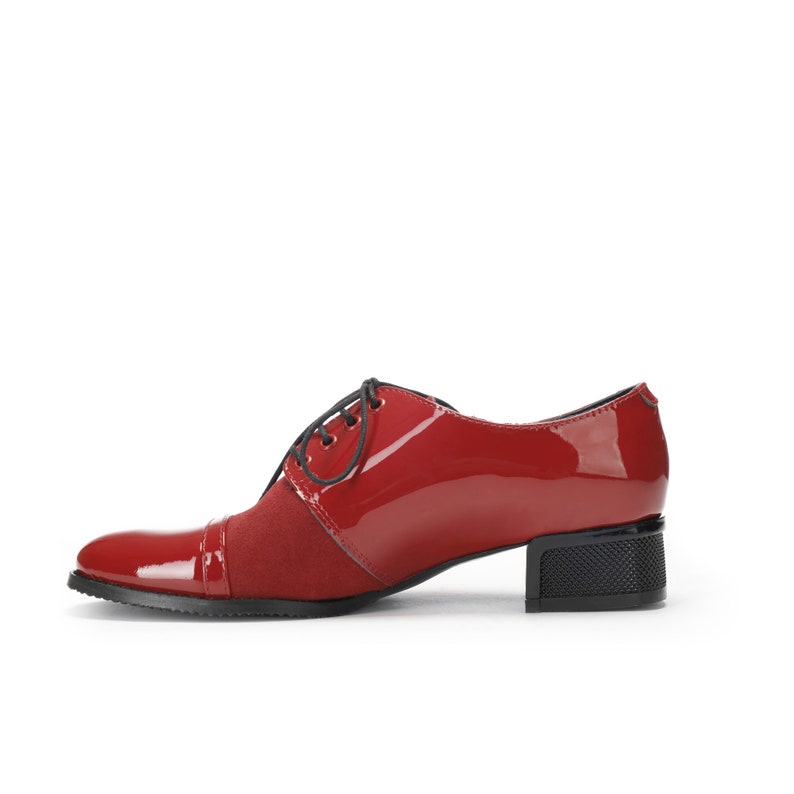 Women Shoes Red Oxford Shoes Patent Leather and Suede Etsy