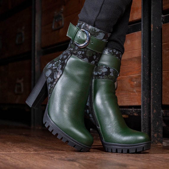 olive green heel boots