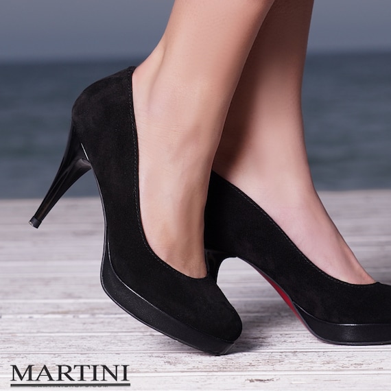 Indefinido Resignación gusano Stilettos de ante negro con suela roja Zapatos elegantes - Etsy México