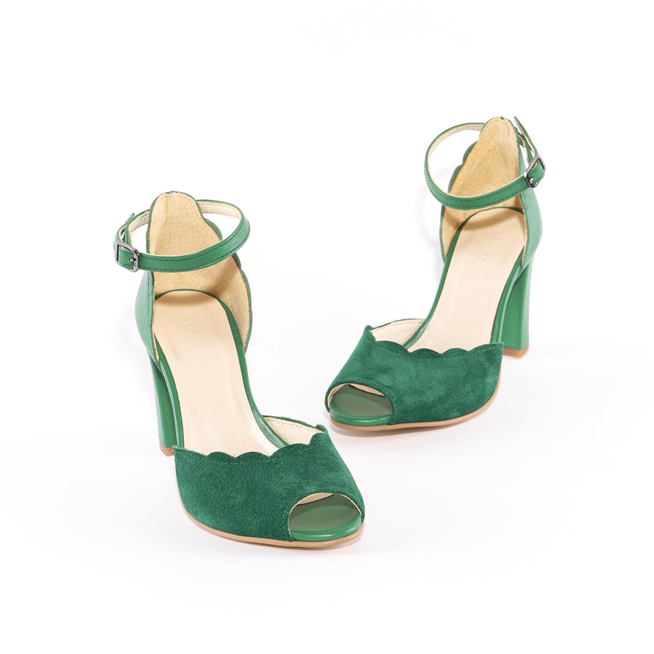 Green Suede Mary Jane Sandals With Chunky Heel Natural - Etsy