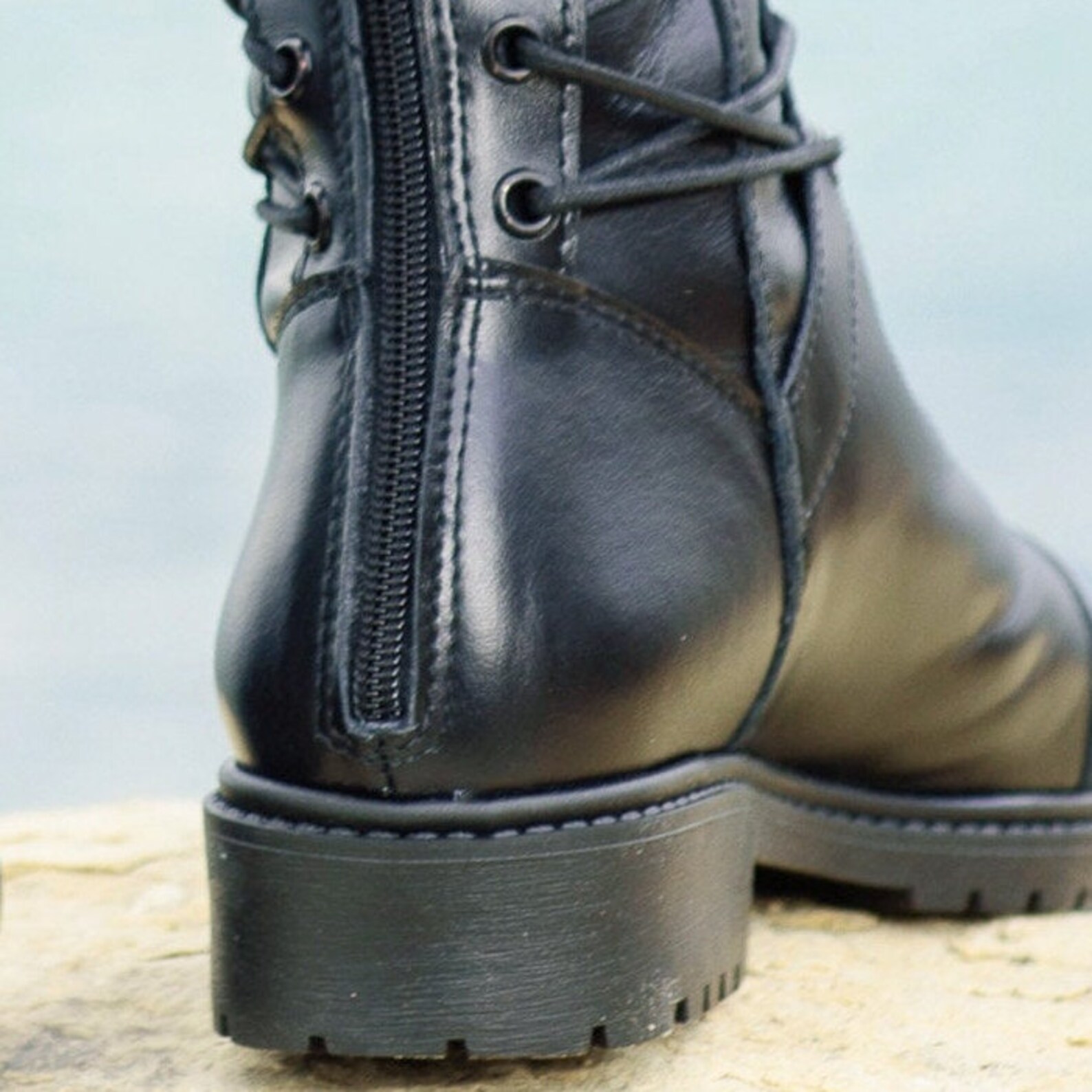 Bottes hautes en cuir certifié | noir pluie black femme - Feners