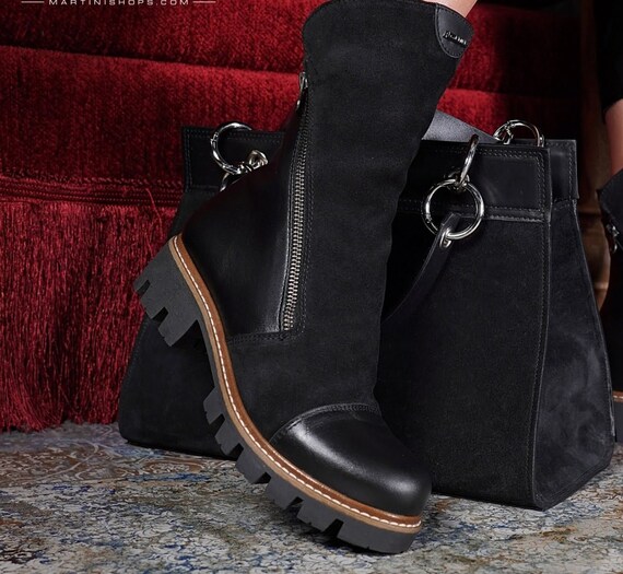 Dames Laarzen Zwarte Laarzen Laarzen met rits Echte - Etsy België