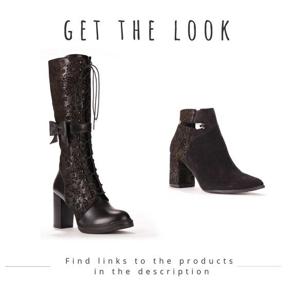 womens black leather dress boots