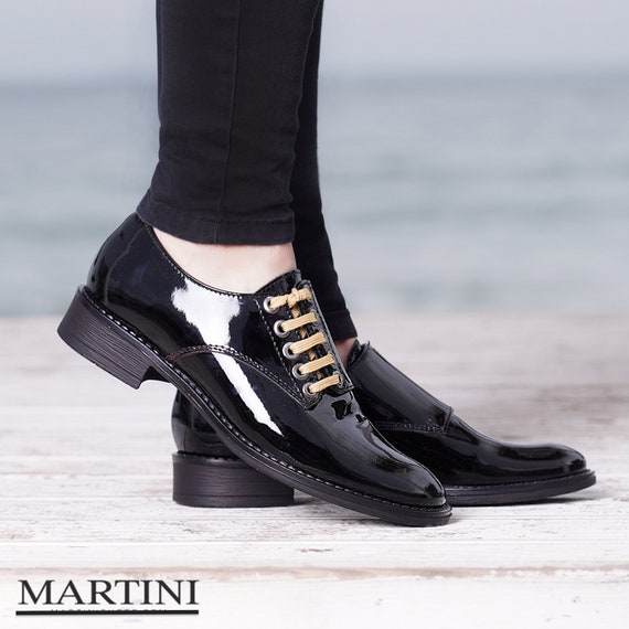 women's black patent leather oxford shoes