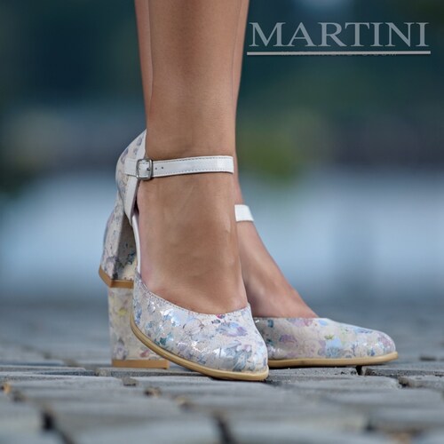 Floral Mary Jane Bridal Shoes Chunky 