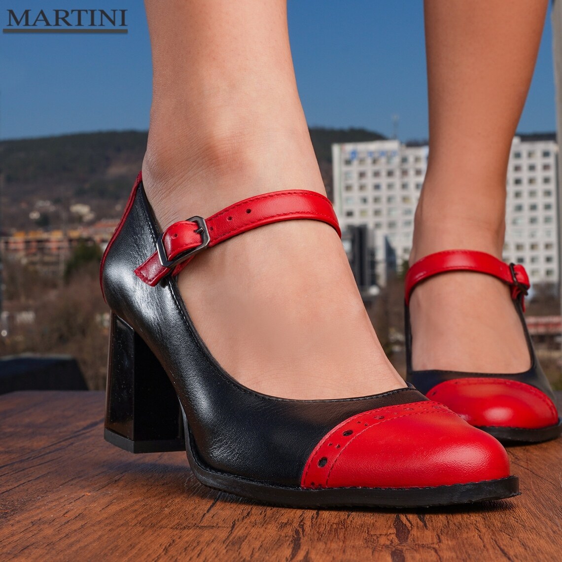 red and black mary jane shoes