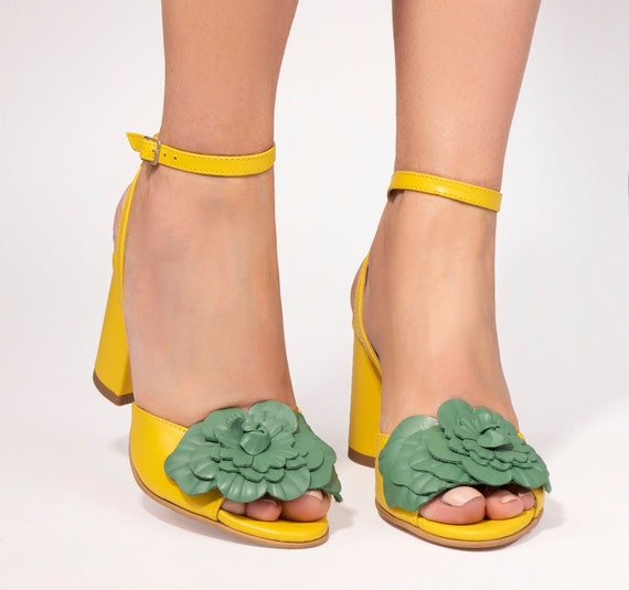 yellow closed toe sandals