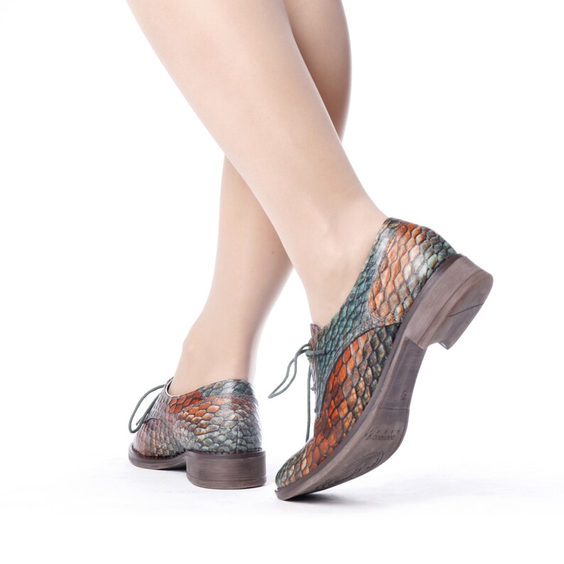 Women Shoes Green Oxford Shoes Leather Shoes Women's Etsy