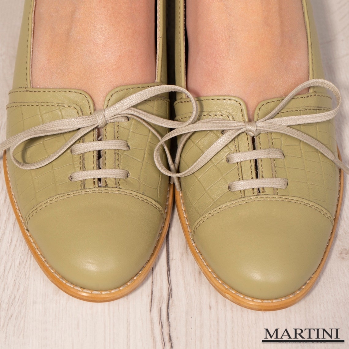 green women's flats