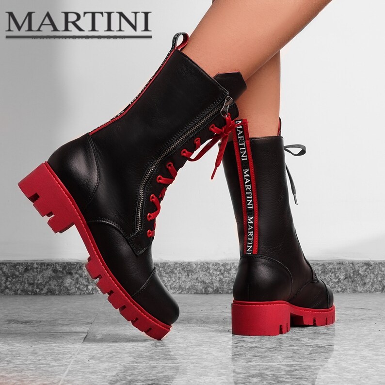 women's genuine leather combat boots