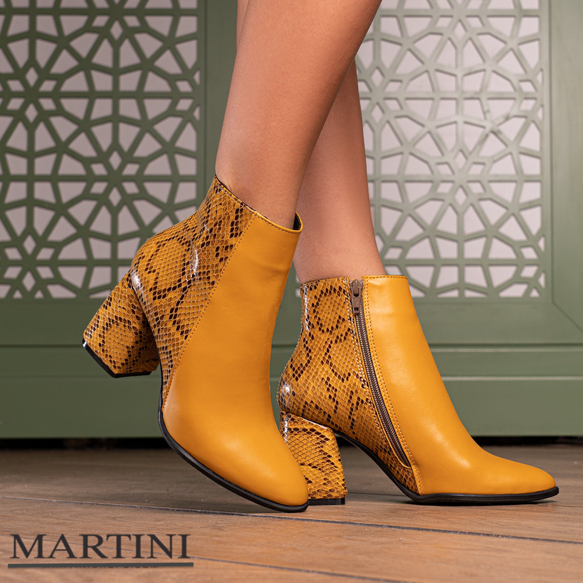 yellow leather boots womens
