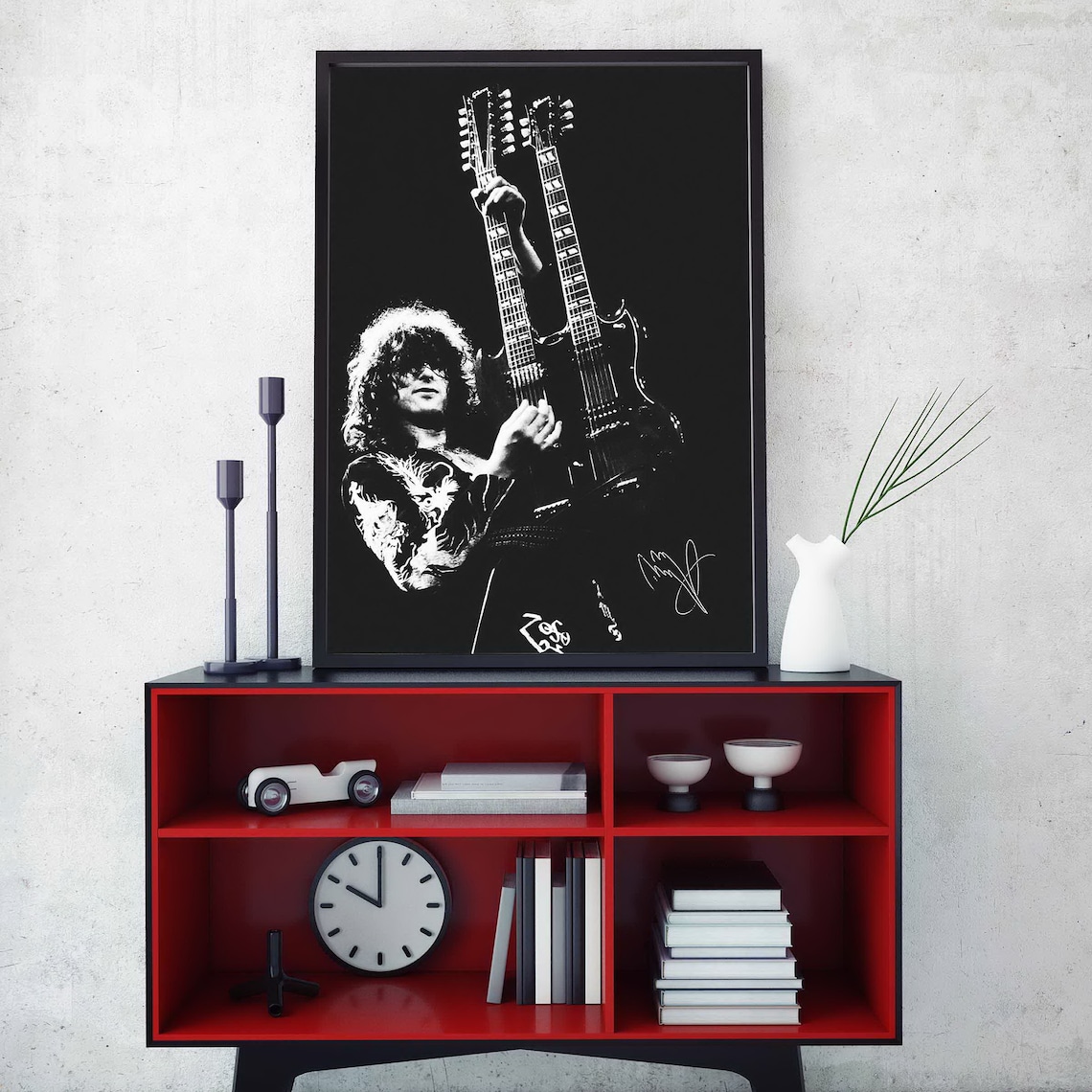 Jimmy Page Poster Led Zeppelin Wall Art Print With Artist Etsy