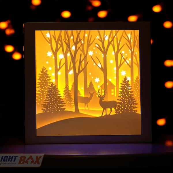 Merry Christmas [9x9 inch] - Paper cut light box Template SVG [Ver 2]