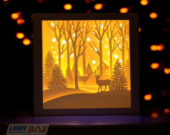 Merry Christmas [9x9 inch] - Paper cut light box Template SVG [Ver 2]