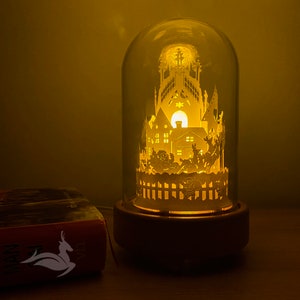 Cupola di vetro Modello di scatola luminosa tagliata in carta XMax [FILE SVG]