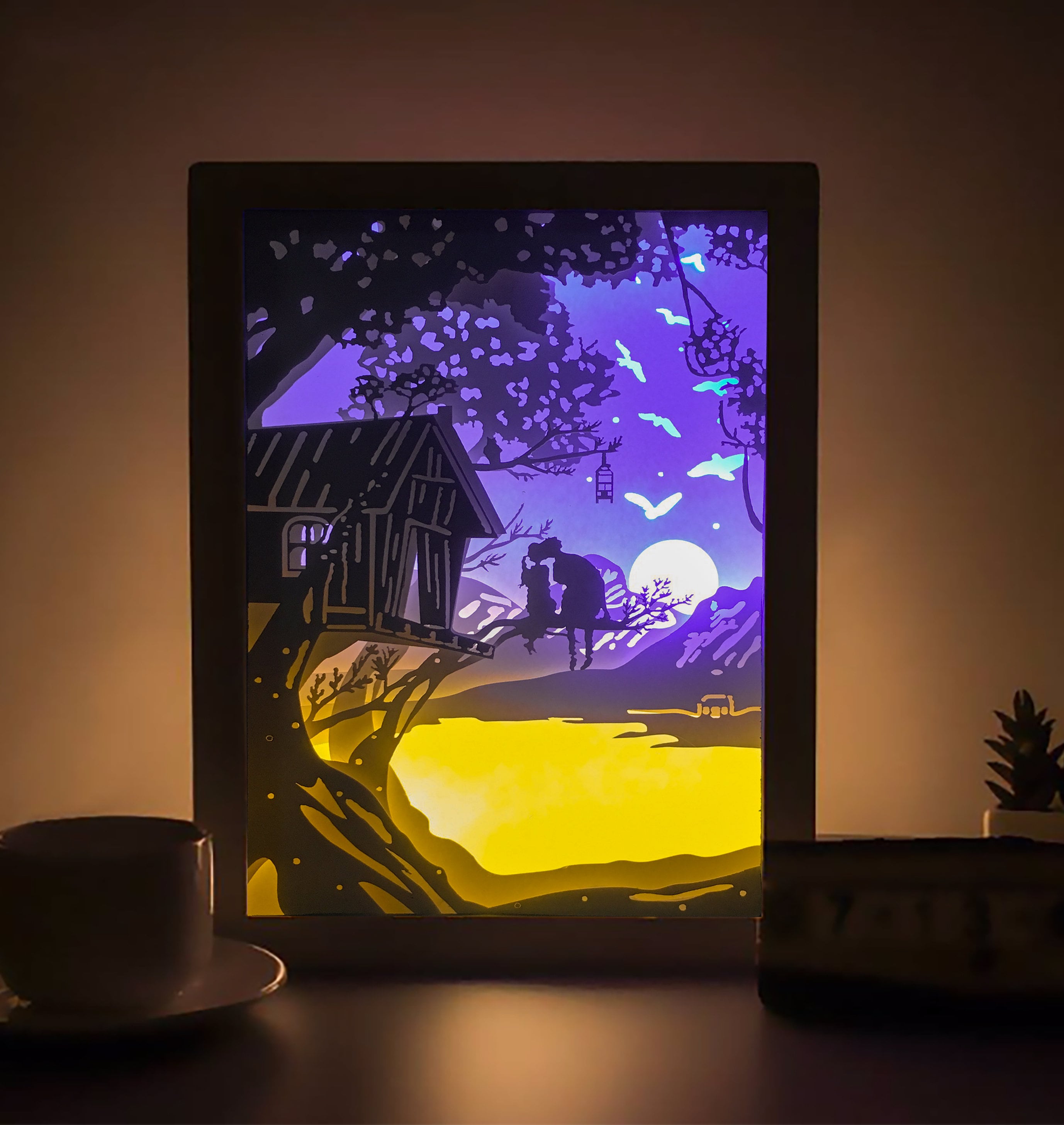 3D Paper Cut Light Box Template Digital SVG Files TREE LOVE, Laser Cut ...