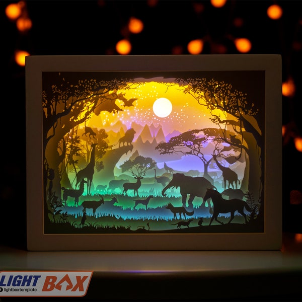 African Landscape Paper cut light box Template Digital SVG (Free size)