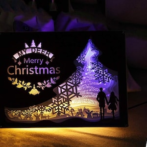 3D Papercut light boxes template file - Christmas